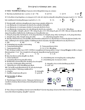 Ôn tập kỳ I năm học 2015  2016 môn vật lý 9